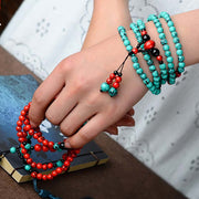 Buddha Stones Turquoise Black Onyx Red Turquoise Bead Protection Bracelet Bracelet Necklaces & Pendants BS 10