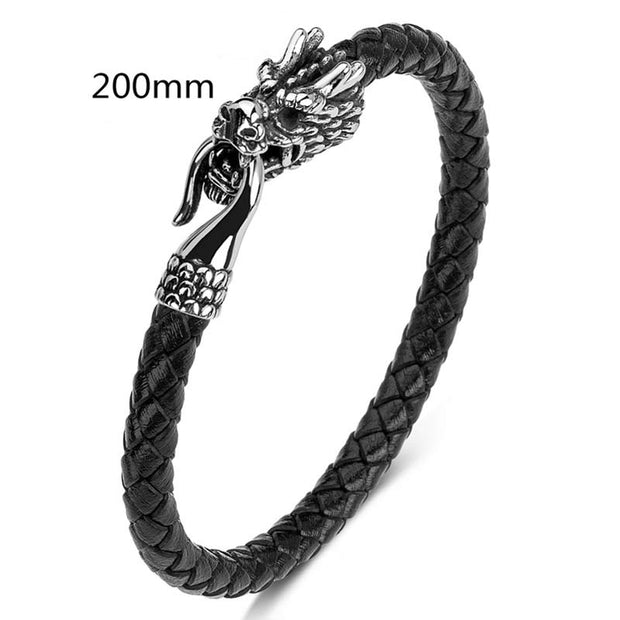 Buddha Stones Dragon Titanium Steel Protection Luck Bracelet Bracelet BS Black 200mm