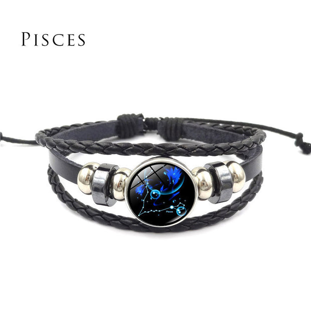 Buddha Stones 12 Constellations of the Zodiac Moon Protection Bracelet Bracelet BS Pisces