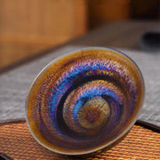 Buddha Stones Chinese Jianzhan Colorful Milky Way Glaze Ceramic Teacup Tenmoku Kung Fu Tea Cup