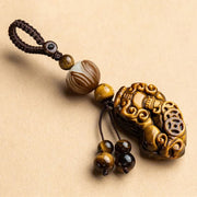 Buddha Stones PiXiu Chalcedony Bodhi Seed Lotus Courage Strength Keychain Key Chain BS Tiger Eye Small Lotus