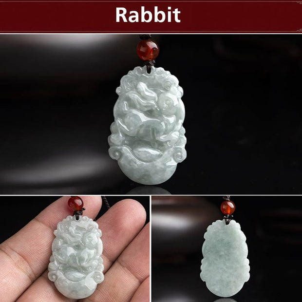 Buddha Stones Natural Jade 12 Chinese Zodiac Sucess Pendant Necklace Necklaces & Pendants BS 9