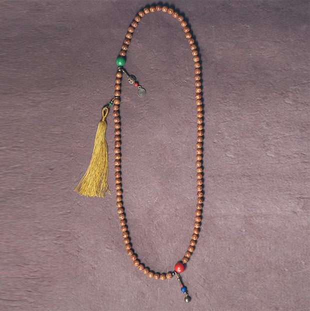 Buddha Stones 108 Mala Beads Bodhi Seed Wisdom Peace Tassel Bracelet Mala Bracelet BS 3