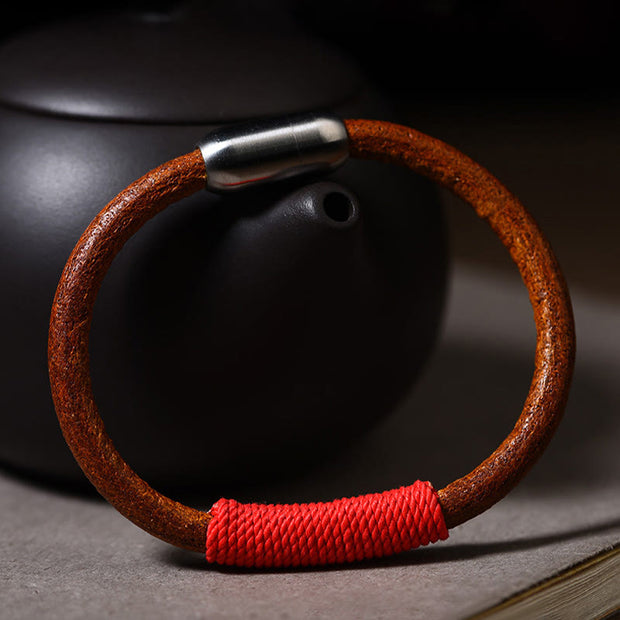 Buddha Stones Tibetan Leather Handmade Five Elements Luck Braid String Buckle Bracelet Bracelet BS 13