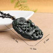 Buddha Stones Hetian Cyan Jade Dragon Success Harmony Necklace Beaded String Pendant Necklaces & Pendants BS 10