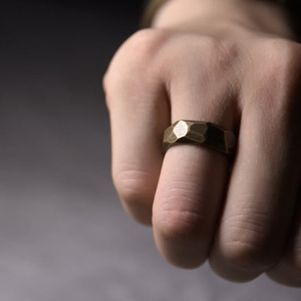 Buddha Stones Tibetan Simple Design Copper Wealth Ring Ring BS 11