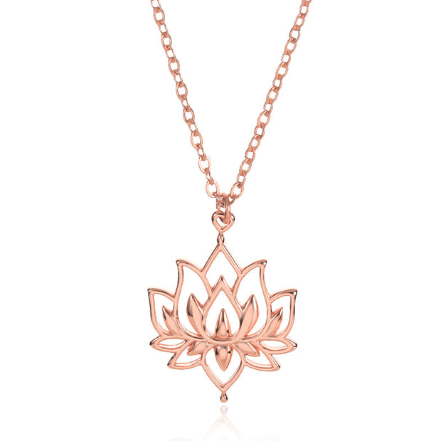 Buddha Stones Lotus Titanium Steel Enlightenment Necklace Pendant Ring Necklaces & Pendants BS Peachpuff Lotus Necklace