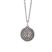 Buddha Stones 990 Sterling Silver Fu Character Copper Coin Luck Fortune Chain Necklace Pendant