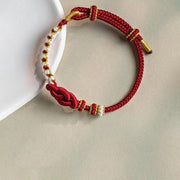 Buddha Stones Handmade True Love Knot Peach Blossom Charm Luck Rope Bracelet Bracelet BS 9