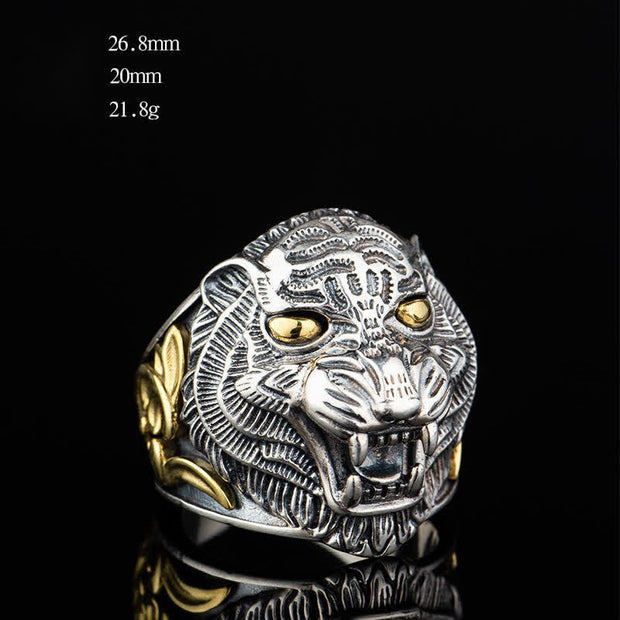 Buddha Stones 925 Sterling Silver Chinese Zodiac Tiger Protection Blessing Adjustable Ring Ring BS 9