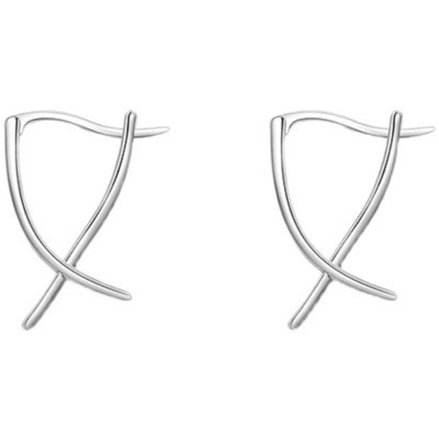 Buddha Stones Geometric Cross Design Luck Hoop Earrings
