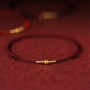 Buddha Stones Golden Bead Protection Braided Rope Bracelet Anklet Bracelet BS Dark Red Anklet Circumference 21-27cm