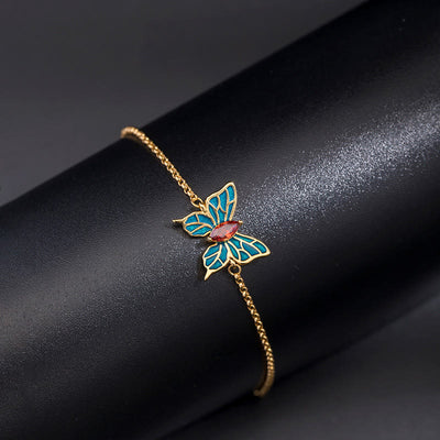 Buddha Stones 925 Sterling Silver Butterfly Zircon Love Chain Bracelet