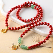 Buddha Stones Tibetan Cinnabar Green Aventurine Luck Bracelet Necklace Bracelet BS 6