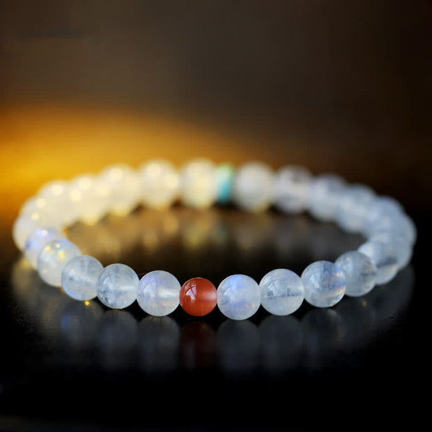Buddha Stones Moonstone Calm Healing Positive Bracelet Bracelet BS 6