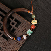 Buddha Stones Agarwood Lazurite Pearl Hetian Jade Crystal Luck Strength String Cuff Bracelet Bracelet BS 4