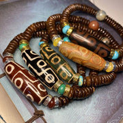 Buddha Stones Tibetan Nine-Eye Dzi Bead Wealth Bracelet Bracelet BS main