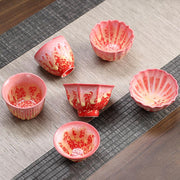Buddha Stones Retro Blue Red Gradient Lotus Pattern Kiln Change Ceramic Teacup Kung Fu Tea Cup Bowl