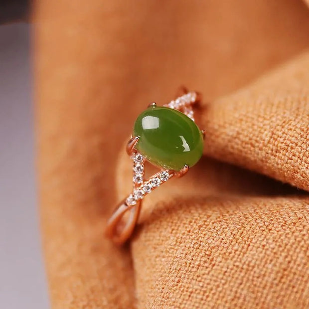 Buddha Stones Jade Copper Abundance Prosperity Adjustable Ring Ring BS 3
