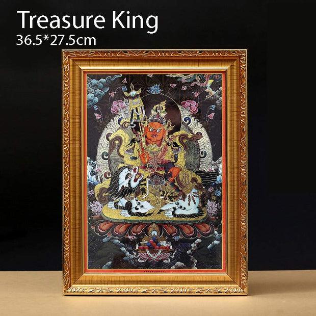 Buddha Stones Tibetan Framed Thangka Painting Blessing Decoration Decorations BS Treasure King