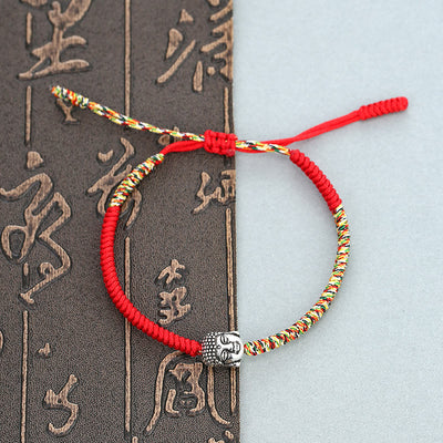 Buddha Stones Handmade Colorful King Kong Knot Buddha Serenity String Bracelet