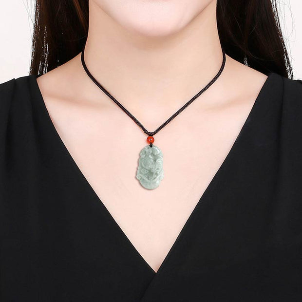 Buddha Stones Natural Jade 12 Chinese Zodiac Sucess Pendant Necklace Necklaces & Pendants BS 19