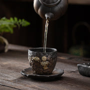 Buddha Stones Vintage Lotus Flower Ceramic Cup Mat Pad Tea Cup Coaster Kung Fu Tea Mat