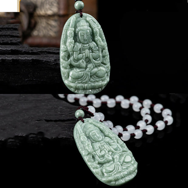 Buddha Stones Chinese Zodiac Natal Buddha Natural Jade Wealth Prosperity Necklace Pendant Necklaces & Pendants BS 4
