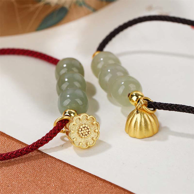 Buddha Stones Handmade Hetian Jade Bead Lotus Pod Prosperity Luck Braided Bracelet Bracelet BS 7