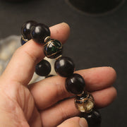 Buddha Stones Western Soapberry Incense Ash Liuli Glass Bead Wealth Bracelet