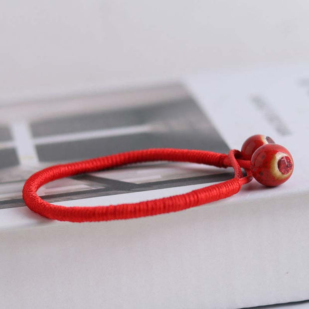 Buddha Stones FengShui Lucky Red String Ceramic Bracelet Bracelet BS 6