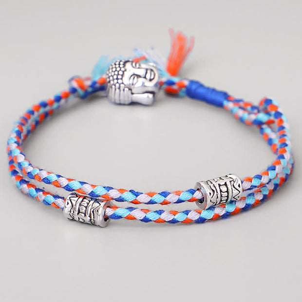 Buddha Stones  Head Serenity String Bracelet Bracelet BS Blue