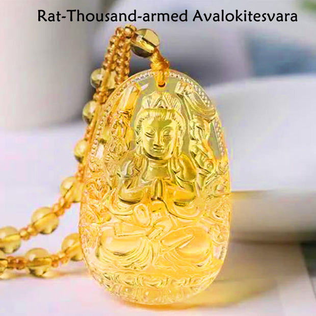 Citrine Guardian Buddha Serenity Pendant Necklace (Extra 40% Off | USE CODE: FS40) Necklaces & Pendants BS 1