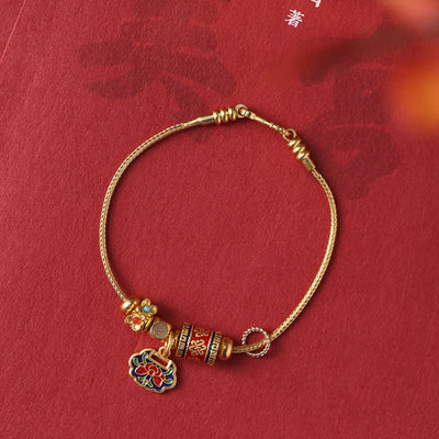 Buddha Stones Lotus Enlightenment Copper Beaded Charm Bracelet Bracelet BS Lotus(Enlightenment♥New Beginning)