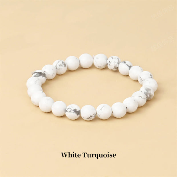 Buddha Stones Natural Stone Quartz Healing Beads Bracelet Bracelet BS 8mm White Turquoise