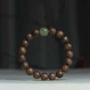 Vietnam Huang Qinan Agarwood Hetian Jade Peace Strength Bracelet Bracelet BS 1