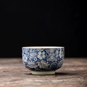 Buddha Stones Vintage Lotus Peony Plum Blossom Chrysanthemum Ceramic Teacup Tea Cups