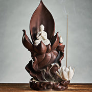 Buddha Stones Lotus Buddha Avalokitesvara Enlightenment Purple Clay Incense Burner Decoration Incense Burner BS 1