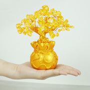 Buddha Stones Natural Citrine Money Tree Gemstone Ornament - Feng Shui for Prosperity Decoration BS 3