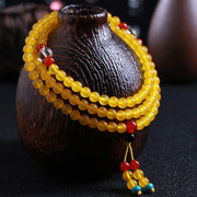 Buddha Stones 108 Mala Beads Yellow Chalcedony Harmony Bracelet
