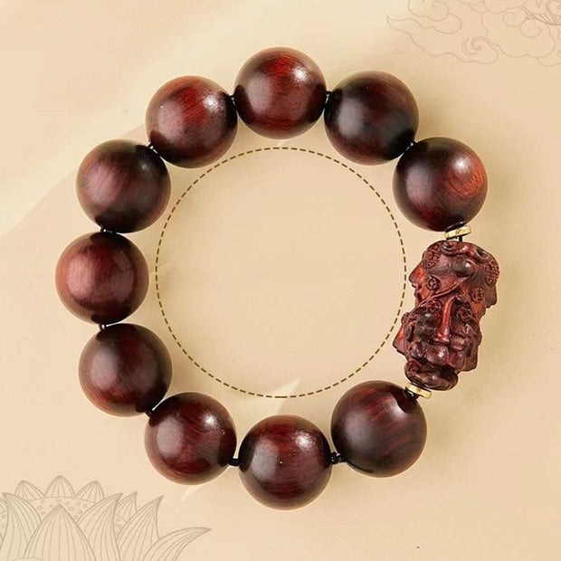 Buddha Stones Small Leaf Red Sandalwood PiXiu Protection Bracelet Bracelet BS 2