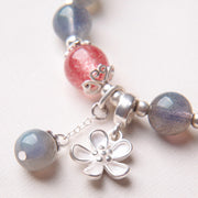 Buddha Stones Moonstone Strawberry Quartz Flower Healing Charm Bracelet Bracelet BS 6