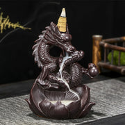 Buddha Stones Dragon Lotus Pattern Strength Protection Ceramic Incense Burner Decoration Incense Burner BS 1