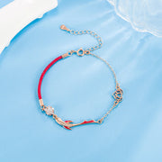 Buddha Stones 925 Sterling Silver Luck Koi Fish Lotus Star Braided Red String Bracelet