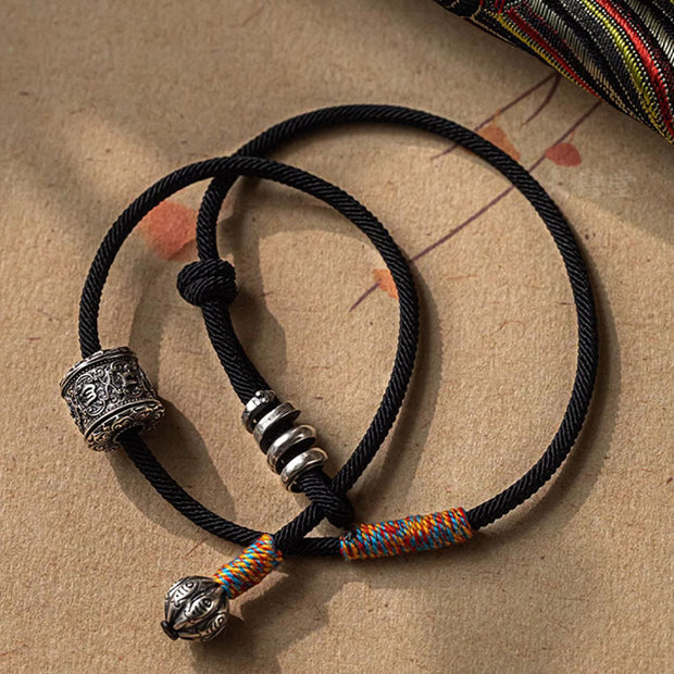 Buddha Stones Tibetan Om Mani Padme Hum Carved Amulet Double Wrap Bracelet Bracelet BS 13