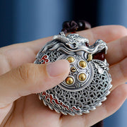 Buddha Stones 999 Sterling Silver Year of the Dragon Rotatable Ball Five Elements Copper Coin Strength Hanging Decoration Hanging Decoration BS 7