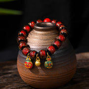 Buddha Stones Gold Swallowing Beast Family Colorful Cinnabar Bead Bracelet Bracelet BS 3