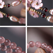 Buddha Stones Strawberry Quartz Peach Blossom Love Bracelet Bracelet BS 4