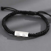 Buddha Stones 925 Sterling Silver Letter Engraving Blessing String Bracelet Bracelet BS Black(Bracelet Size 18-24cm)