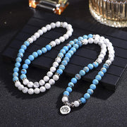 108 Mala Beads White Turquoise Emperor Stone Lotus Blessing Bracelet Bracelet Mala BS 3
